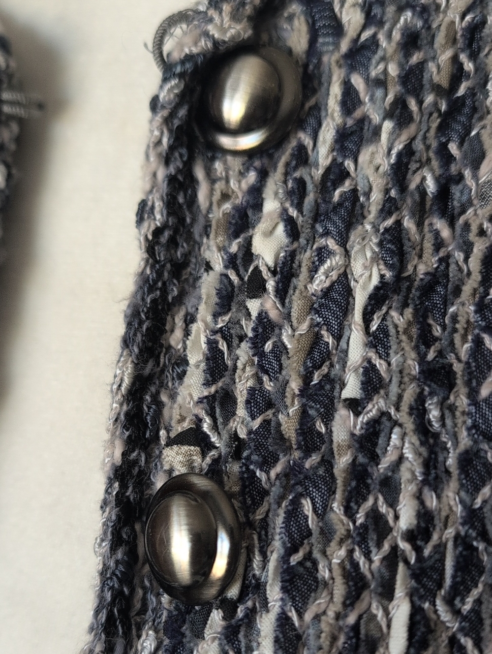 Estelle Womens Blue & Cream Textured Knit Tweed Cardigan Blazer Medium - Picture 5 of 12